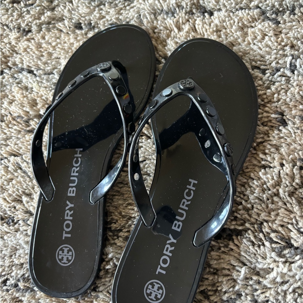 Women’s black jelly Tory butch sandals